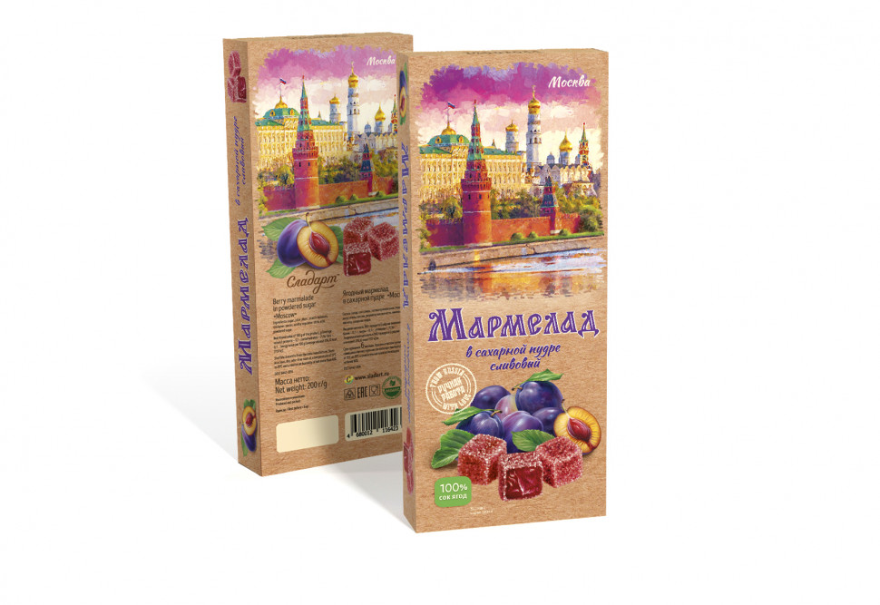  Сладарт Мармелад Сливовый МОСКВА в сахарной пудре (642), 200г   в Надыме