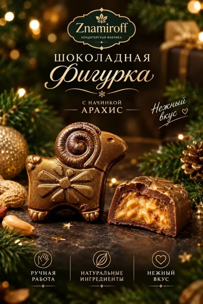 Шоколад фигурный "Баран-таран" молочный шоколад с арахисовой начинкой (блок 5шт по 70г) в Надыме