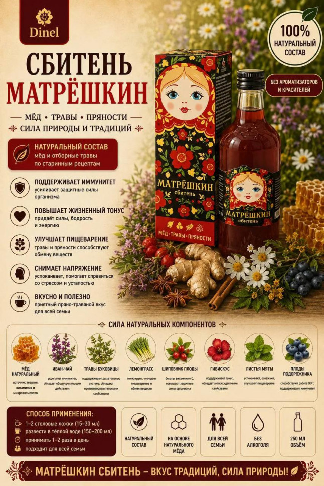  Сбитень Матрёшкин, 250мл  в Надыме